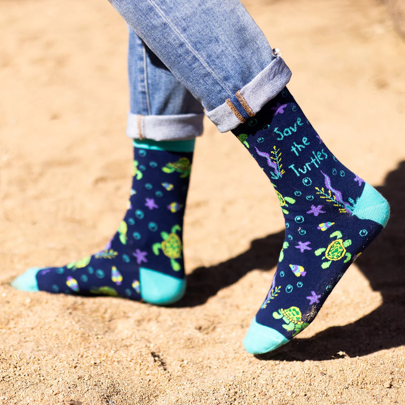 Socks - Crew Length 'Save the Turtles' Socks