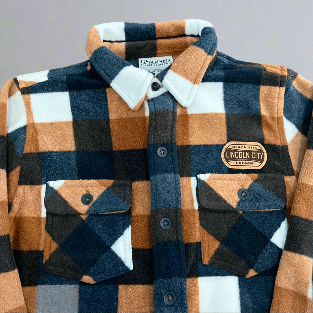 Flannel Shirt - Rust, Black, White