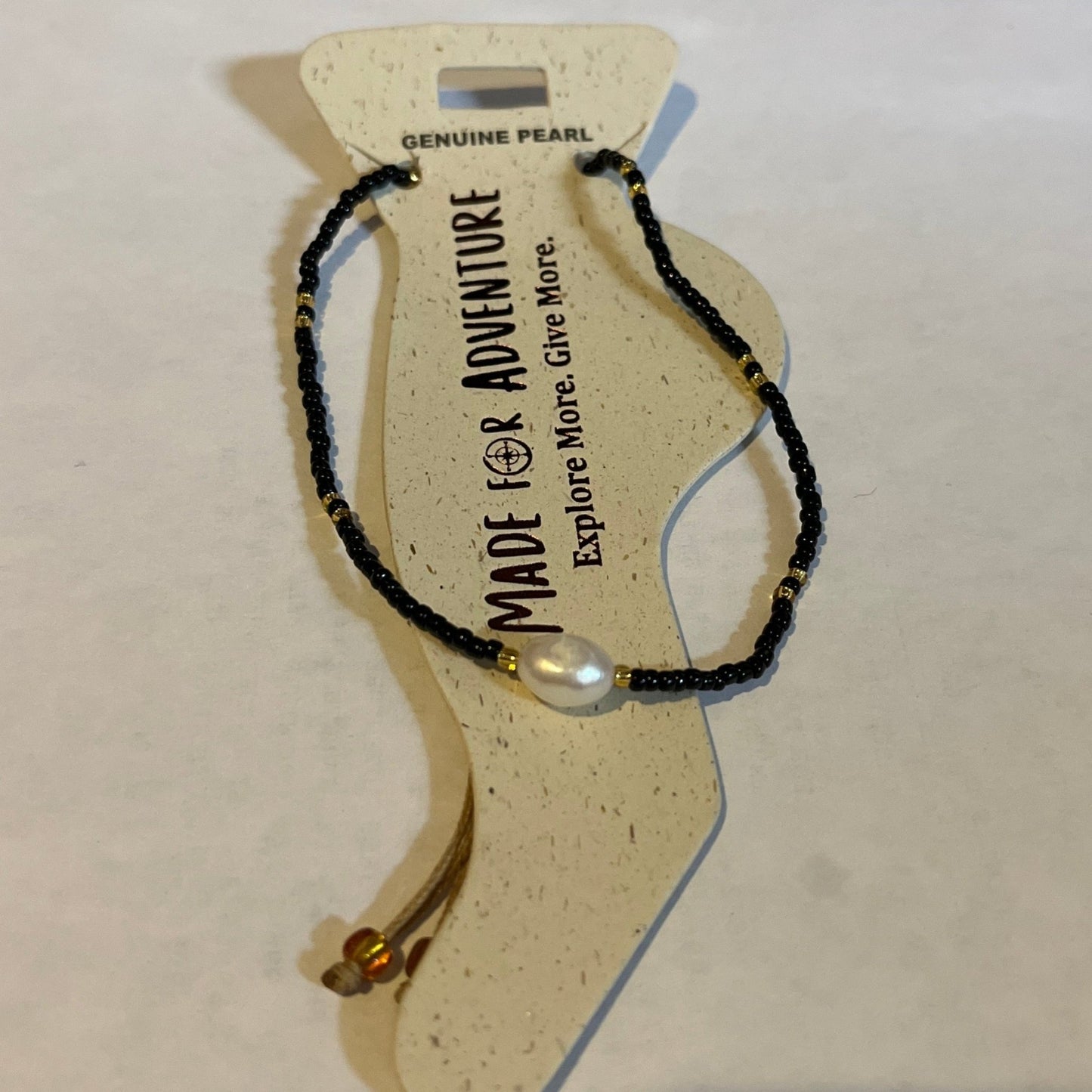 Anklet - MAA 1013 - Black, Gold Beads