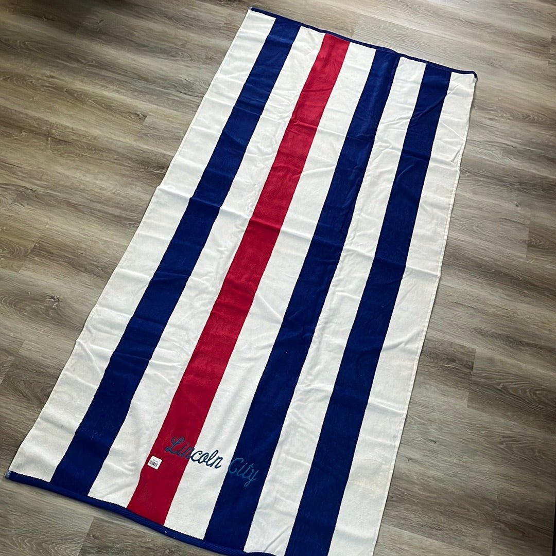 Striped Beach Towel Navy and Red