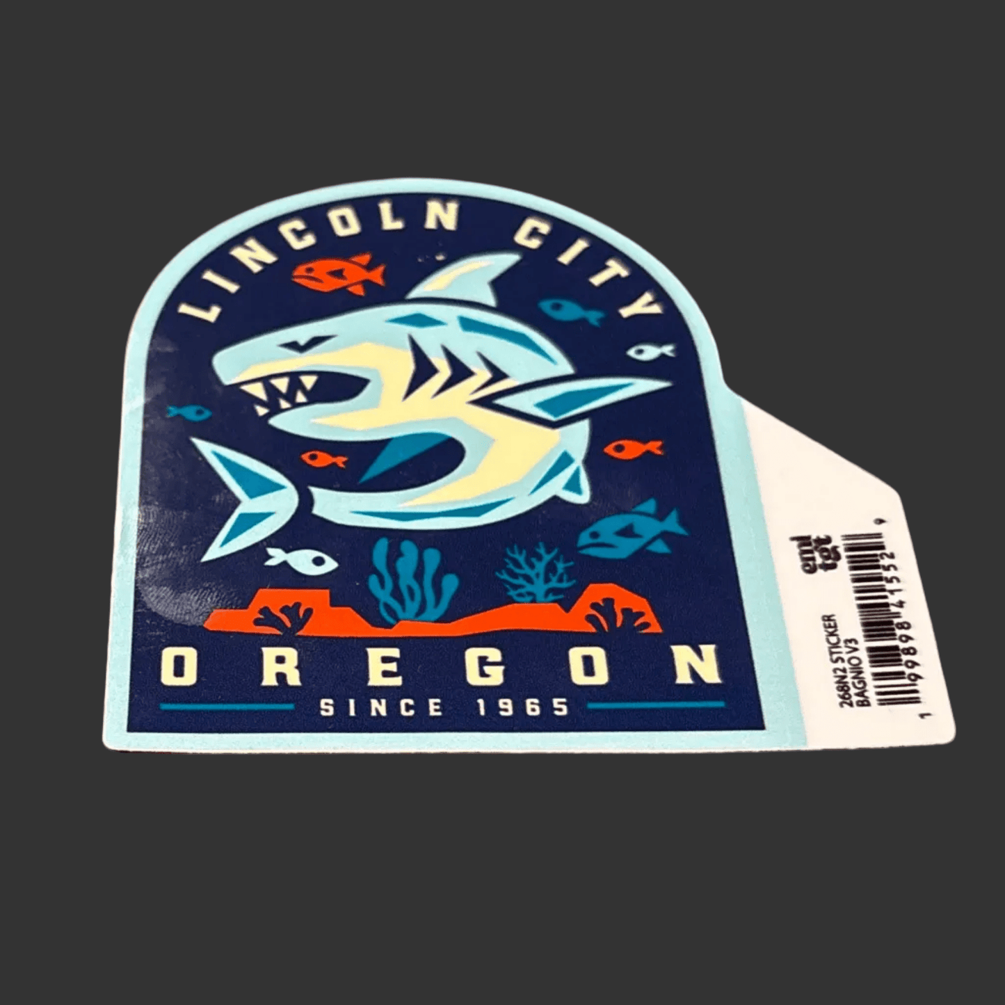 Sticker - Large shark and fish Lincoln City, Oregon since 1965