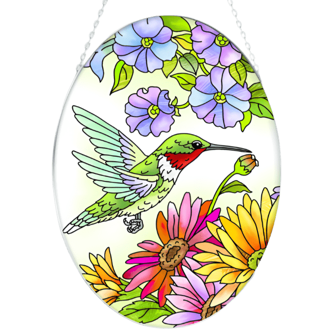 Suncatcher - Hummingbird Garden 7"x5.5"