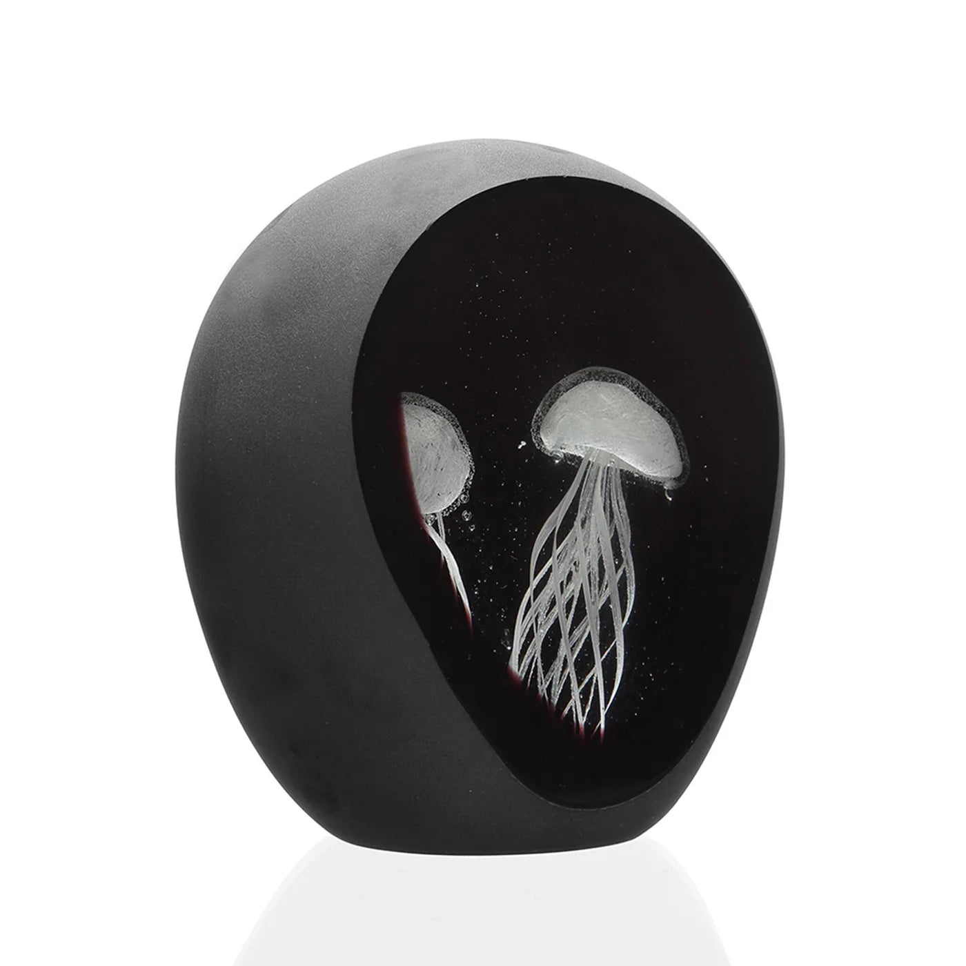 Jellyfish Pair in Frosted Charcoal Window Glass Art