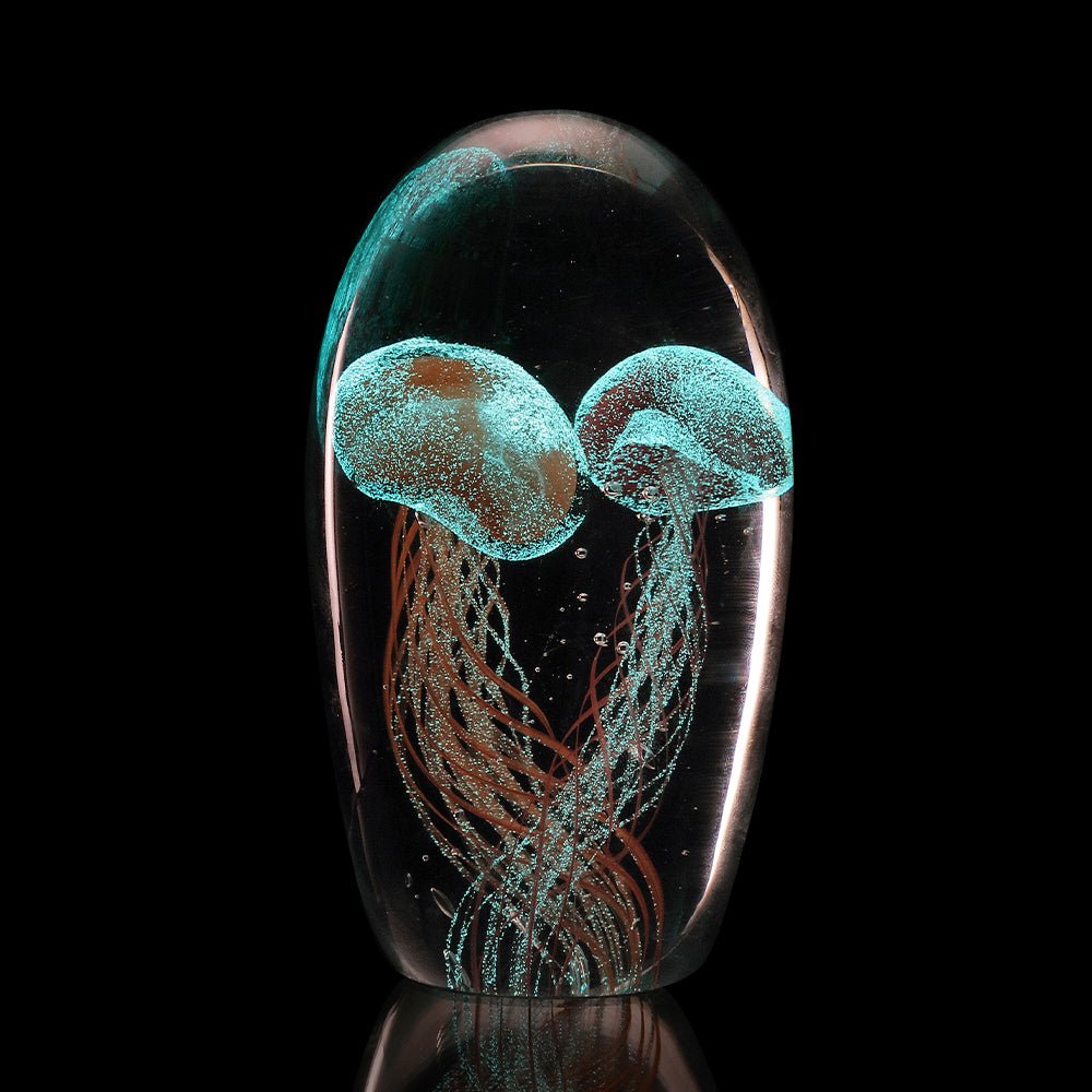 Glass Art - Red and Orange Jellyfish - 58075
