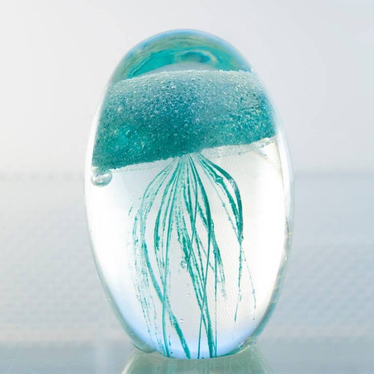 Glass Jellyfish 3 1/4” Blue