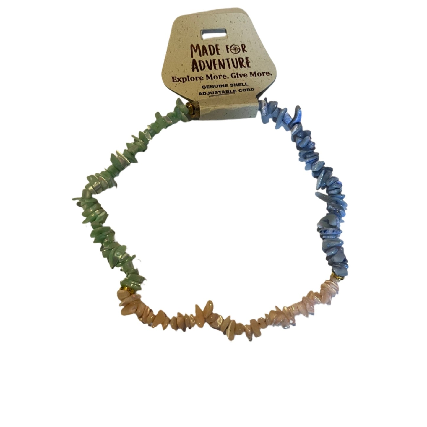 Necklace - MAN 1402 - Green, Blue, Pink Shell