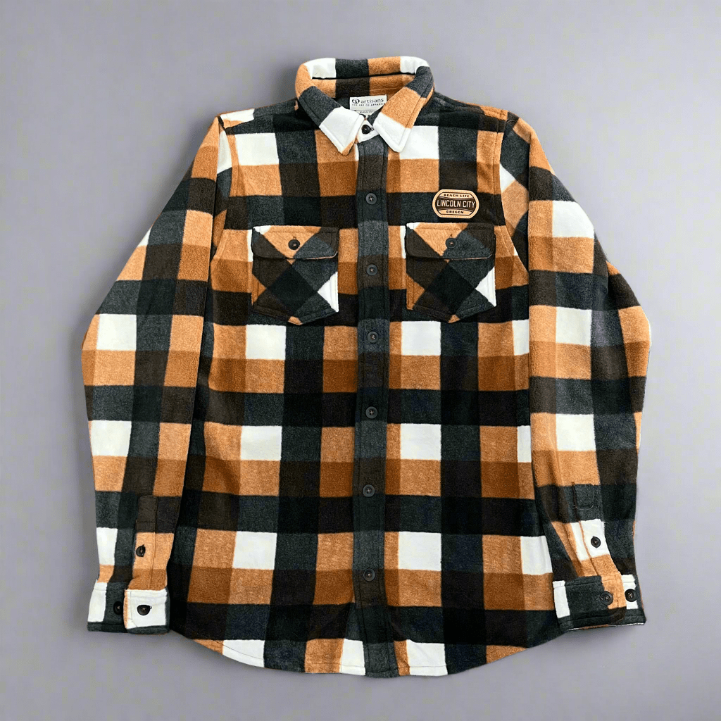 Flannel Shirt - Rust, Black, White
