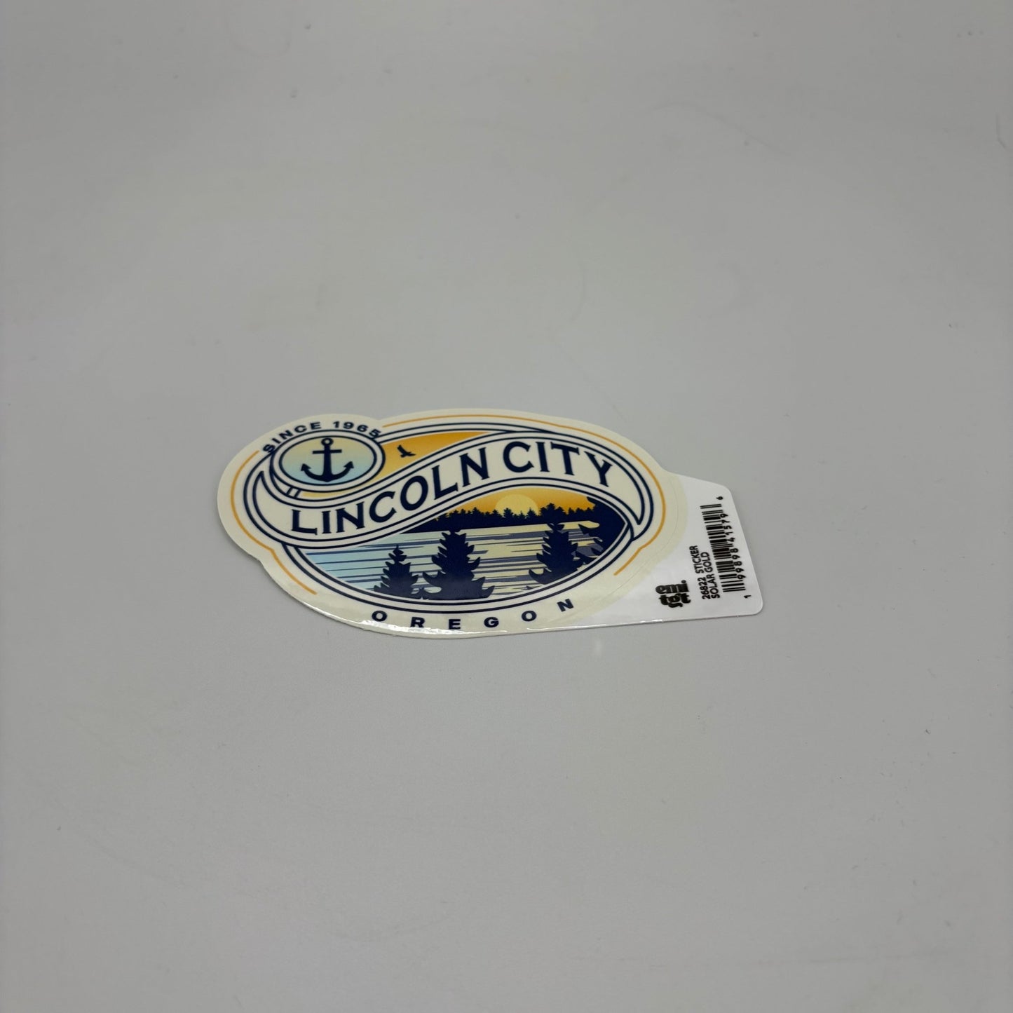 Sticker - Large anchor, pine tree Lincoln City, Oregon since 1965