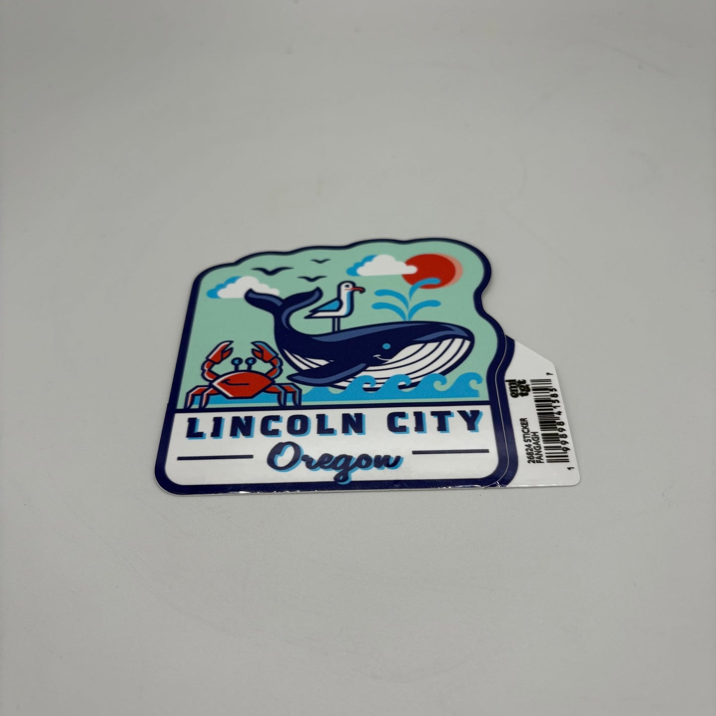 Sticker - Large Whale Crab Seagull Lincoln City, Oregon