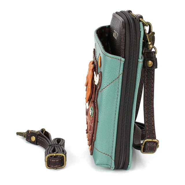 Wallet Crossbody Teal Highland Cow