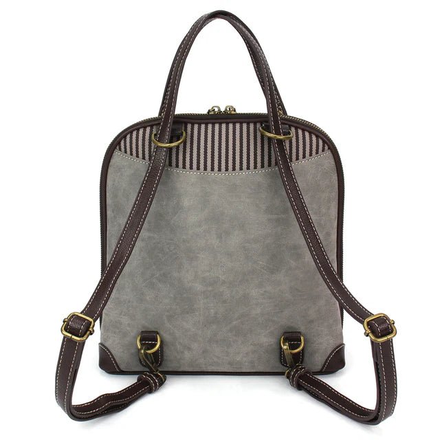 Convertible Backpack Purse - Grey Black Cat