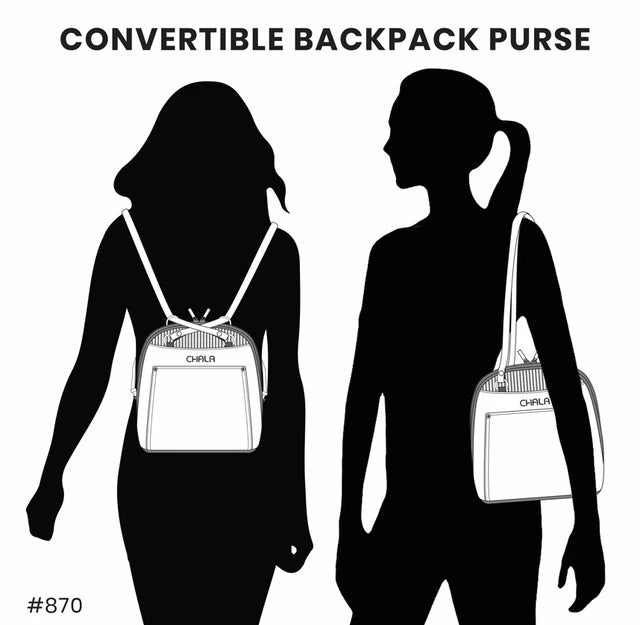 Convertible Backpack Purse - Grey Black Cat