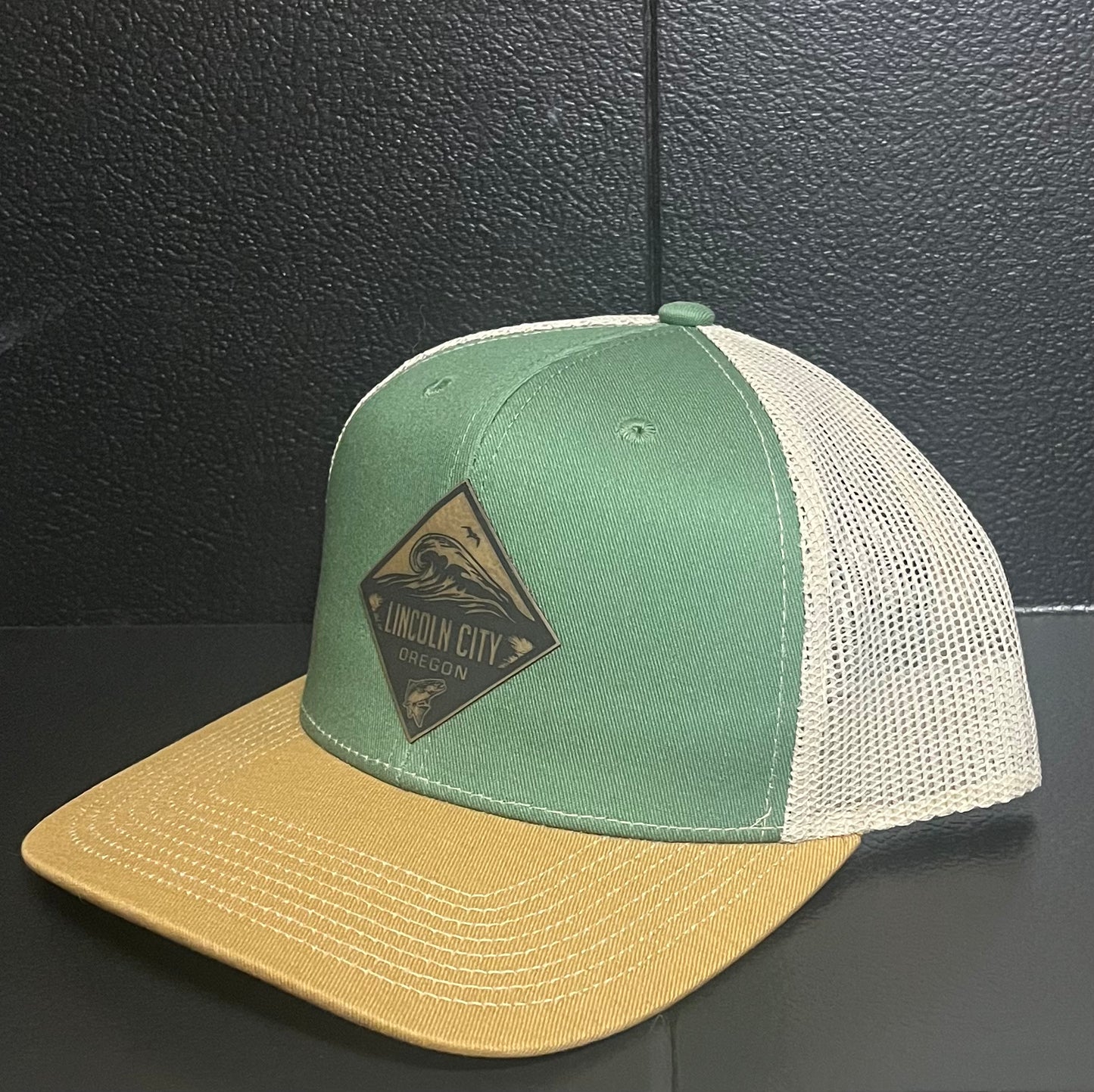 Hat Lincoln City Oregon Wave Fish Sage w/Putty