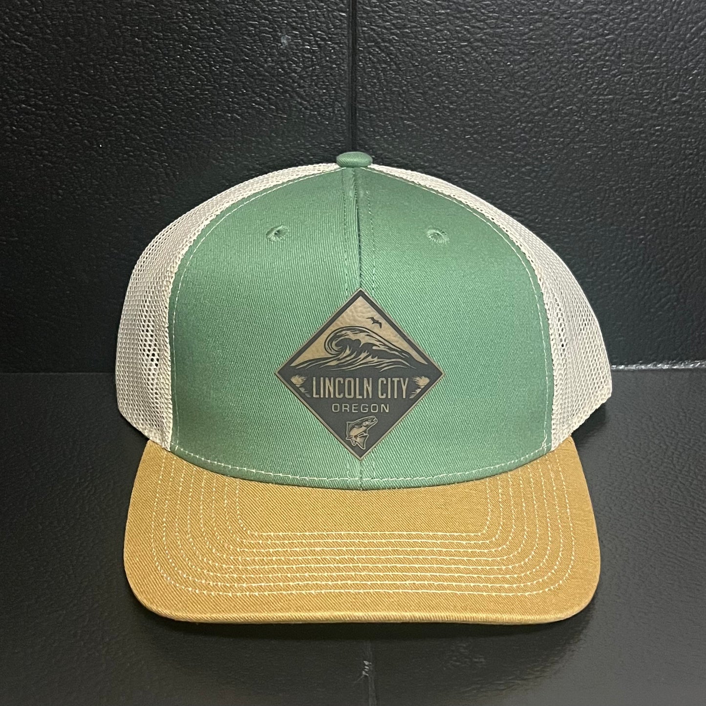 Hat Lincoln City Oregon Wave Fish Sage w/Putty