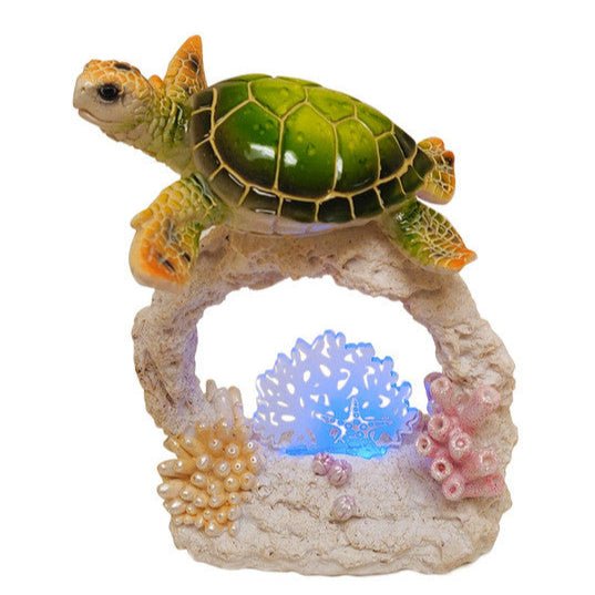 Figurine - Turtle on Coral with LED Light