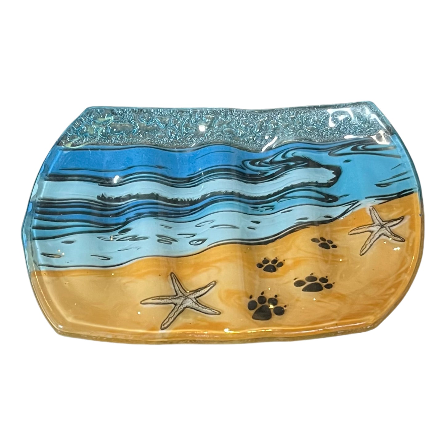 Soap Dish - Glass - Paws with Starfish