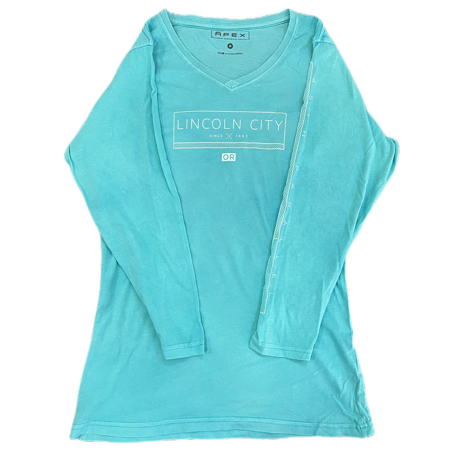 Clearance - T-Shirt - Ladies V-Neck Long Sleeve Shirt Sky Blue