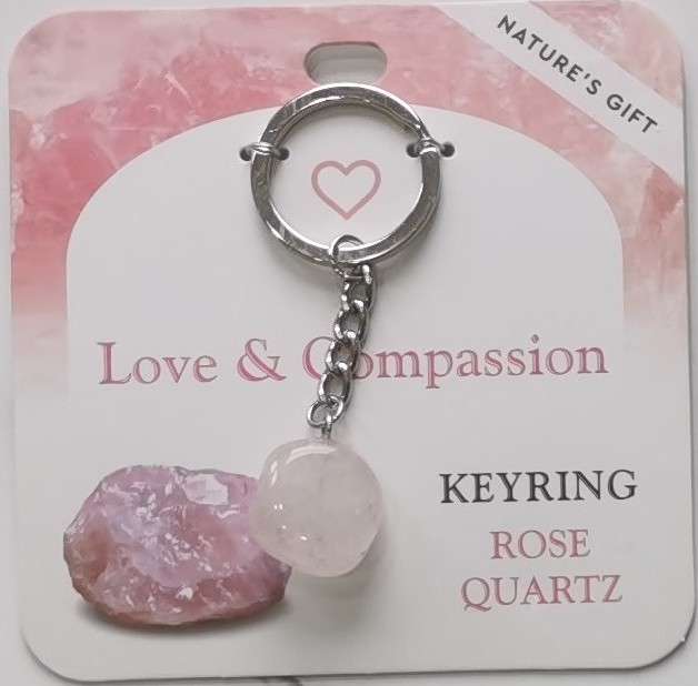 Keychain - Nature's Gift - Rose Quartz - Healing Keyring
