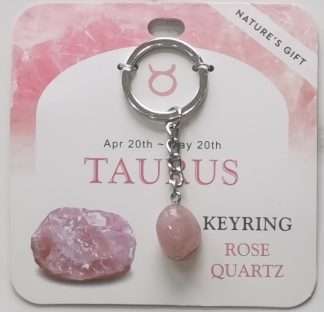 Keychain - Nature's Gift - Zodiac Rose Quartz - Taurus