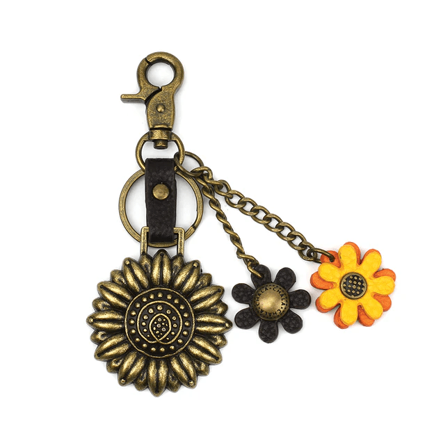 Keychain - Charming Metal Sunflower