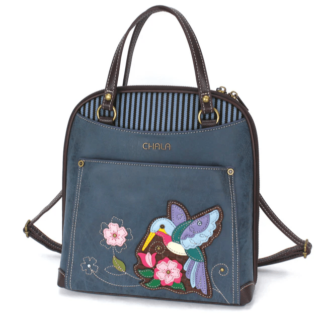 Convertible Backpack Purse - Blue Hummingbird