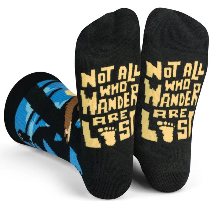 Socks - Crew Length Bigfoot Not all That Wander Are Lost