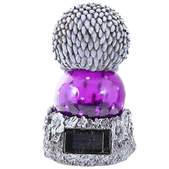 Garden Statue - Hedgehog with Purple Solar Powered LED