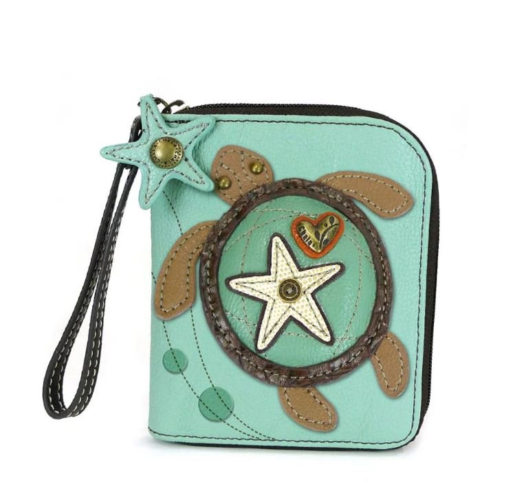 Zip Around Wallet Teal Turtle