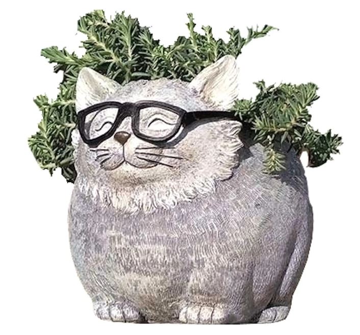Cat w/Glasses Planter