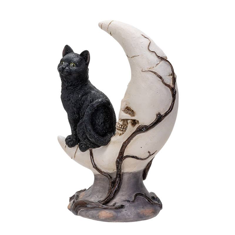 Figurine - Cat on Moon Skull