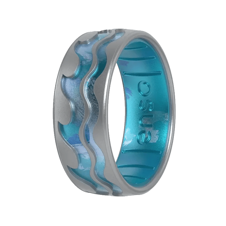 Ring - Silicone Etched Swell Ring Silver