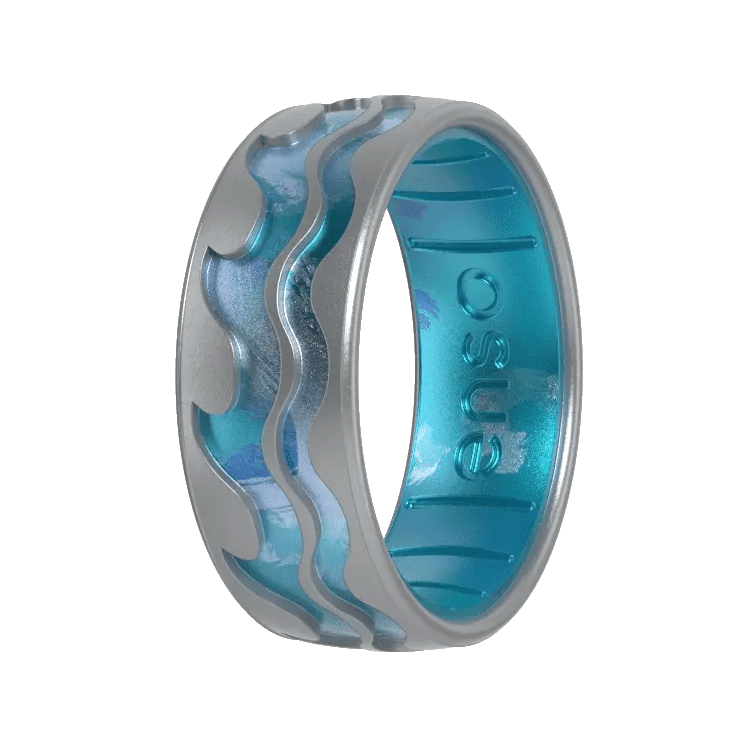 Ring - Silicone Etched Swell Ring Silver
