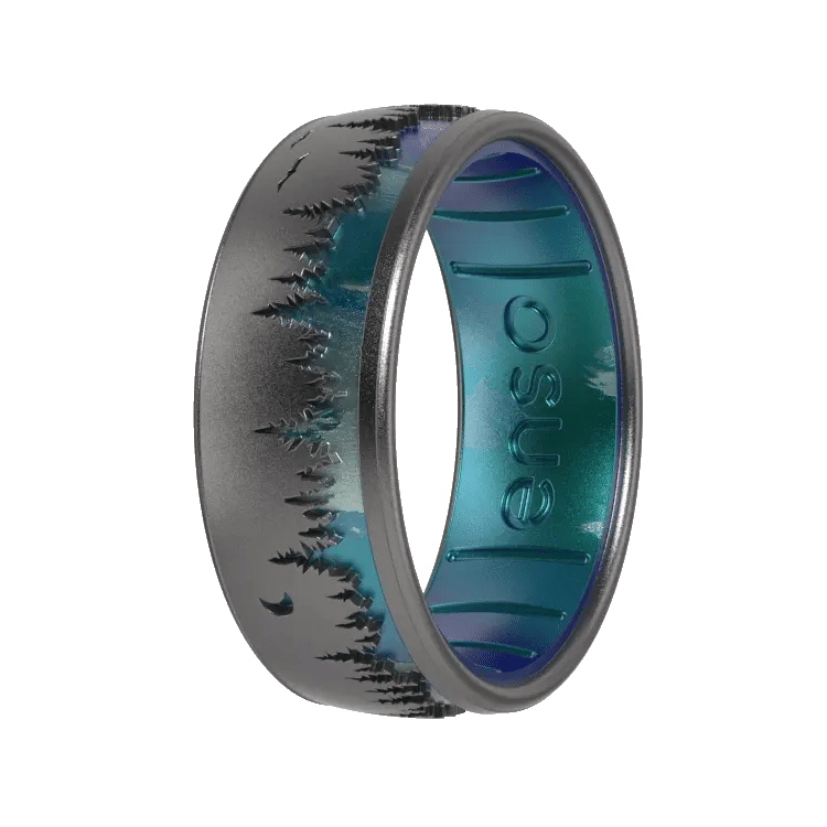 Ring - Silicone Etched Woodland Ring Platinum