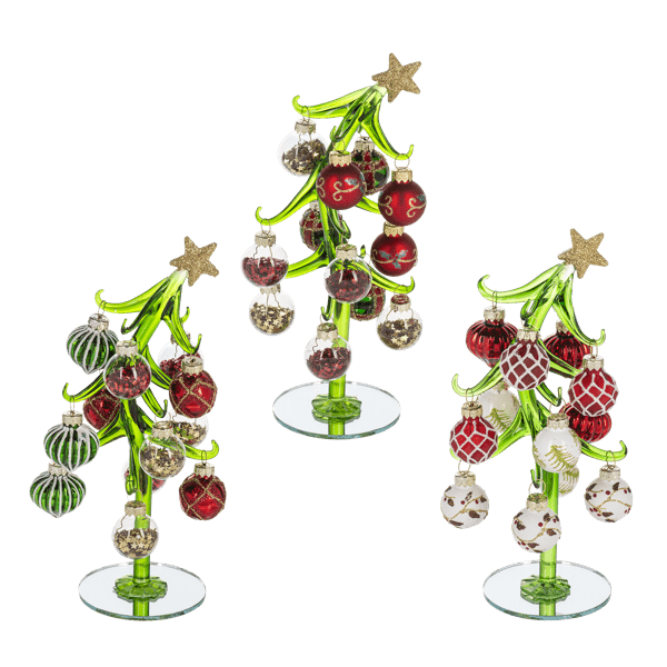 Figurine - Glass Crooked Tree with Ornaments