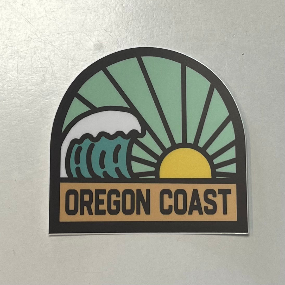 Oregon Coast Wave and Sun Sticker