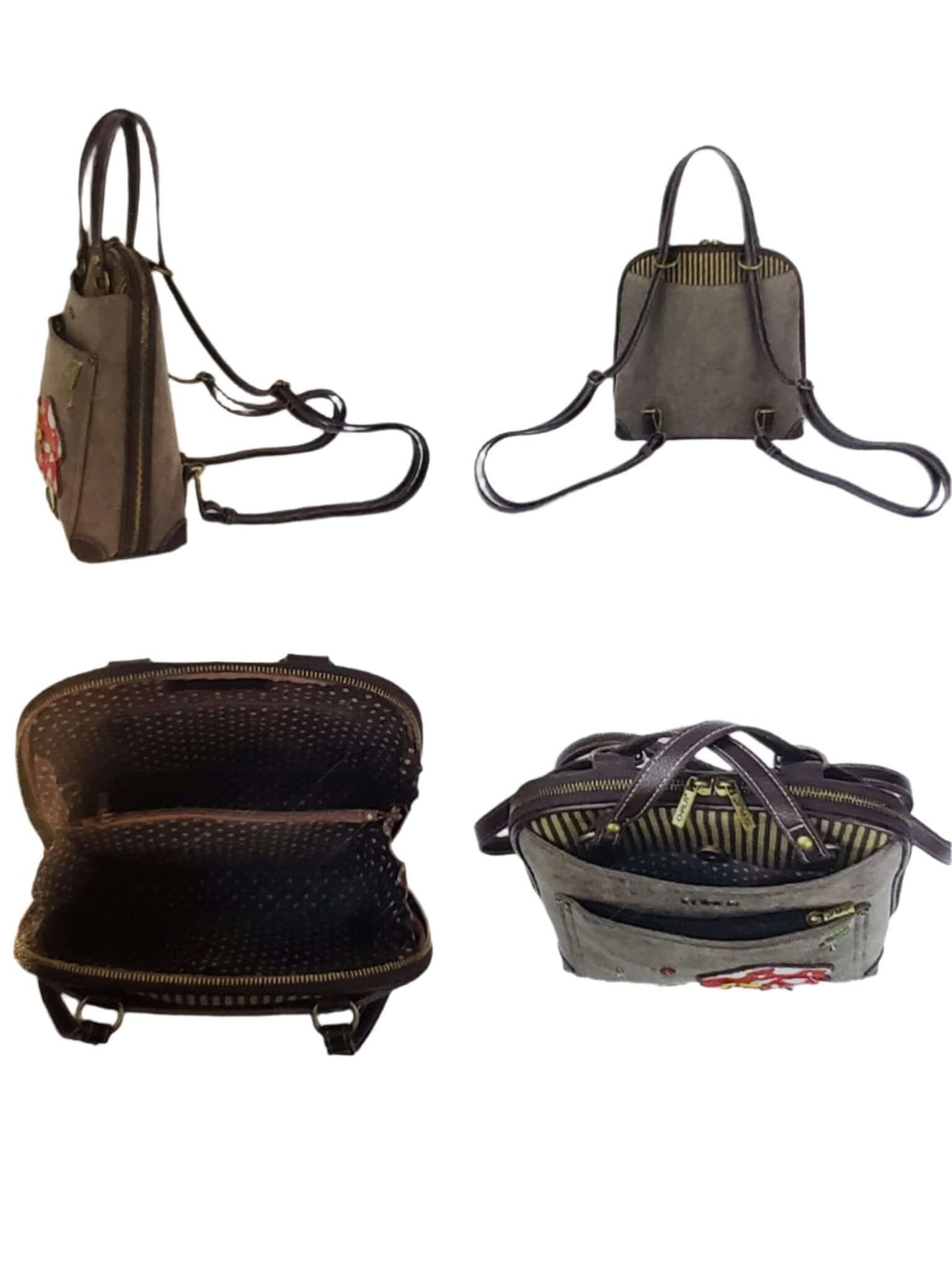 Convertible Backpack Purse Stone Grey Mushroom