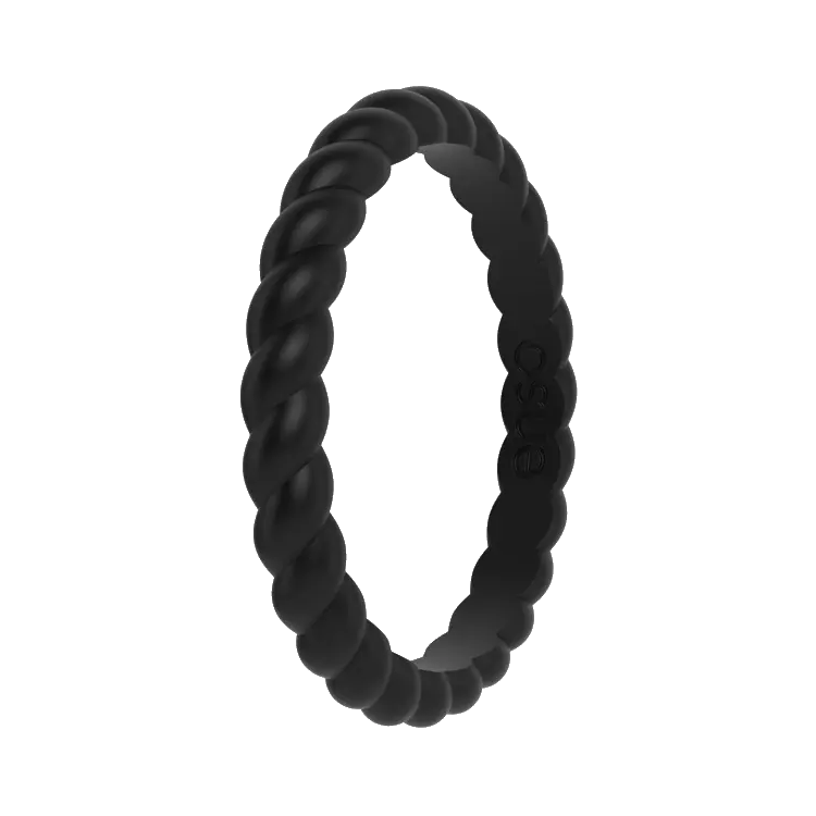 Ring - Silicone Stackables Ring Obsidian/ White/ Pink Sand