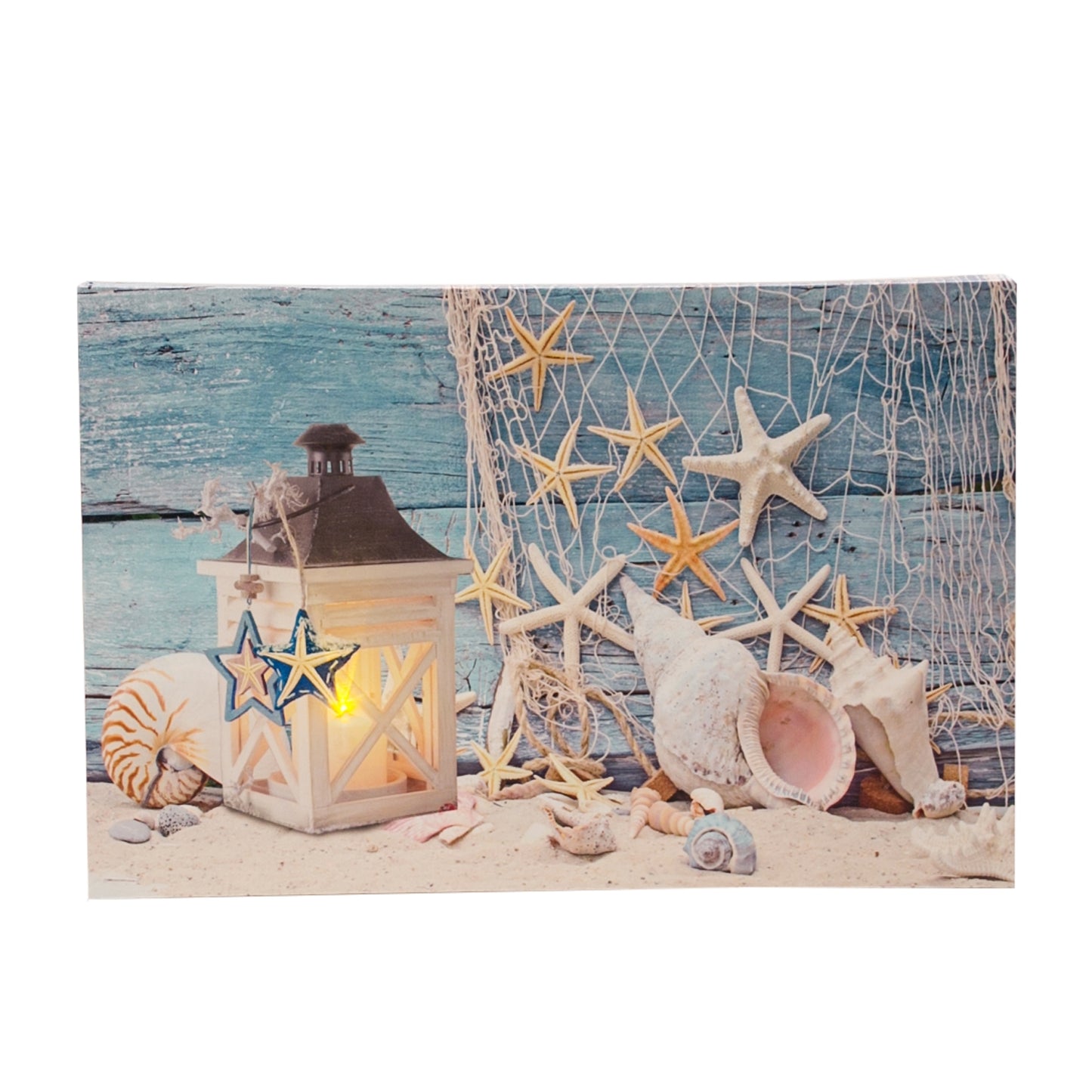 Wall Décor - LED Shells/Candles Canvas Wall Plaque