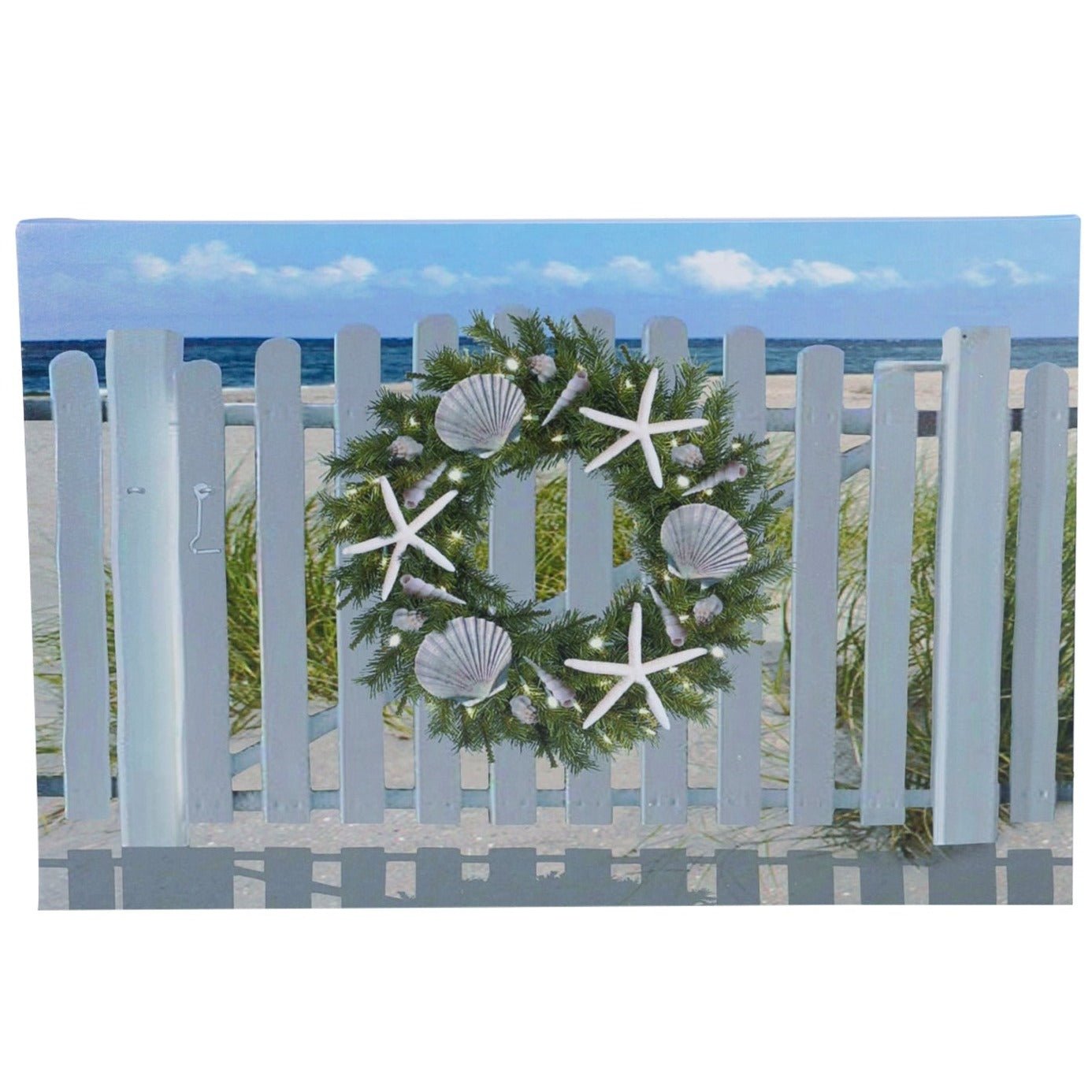 Clearance - Wall Décor - LED Lighted Xmas Gate w/Wreath