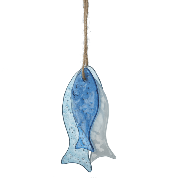 Glass Art - Three Glass Fish on Jute String