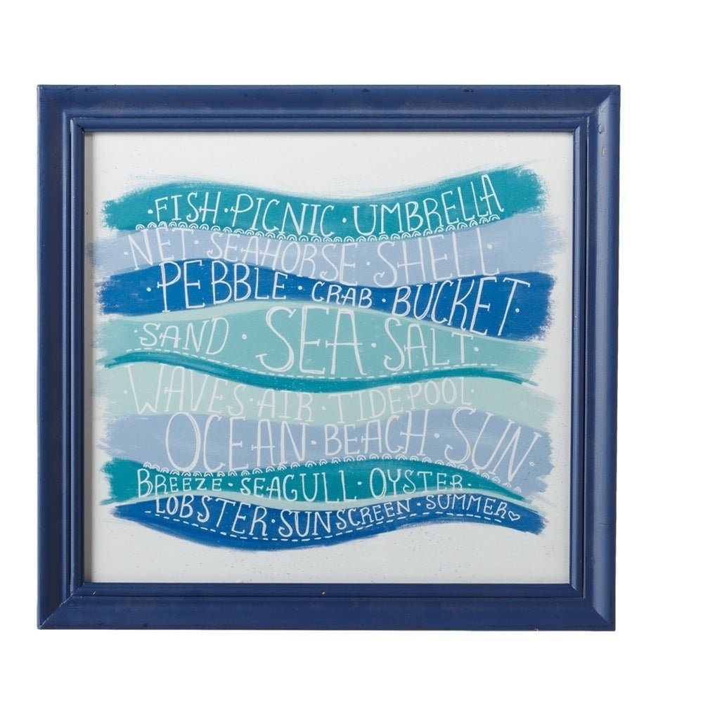 Clearance - Sign - Framed Seaside Text Wall Décor with Glass.