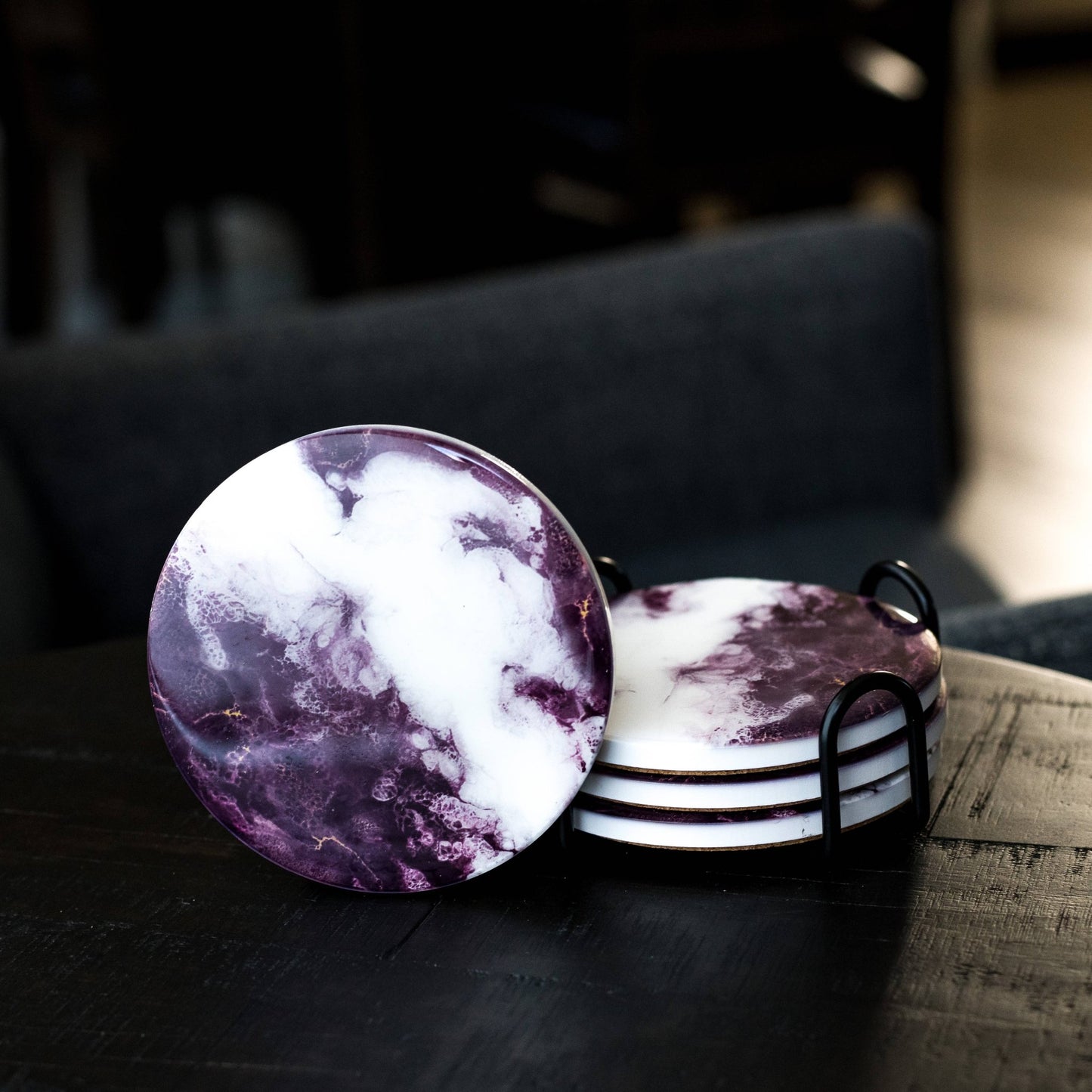 4.5″ x 4.5″ Merlot Ceramic Resin Coasters