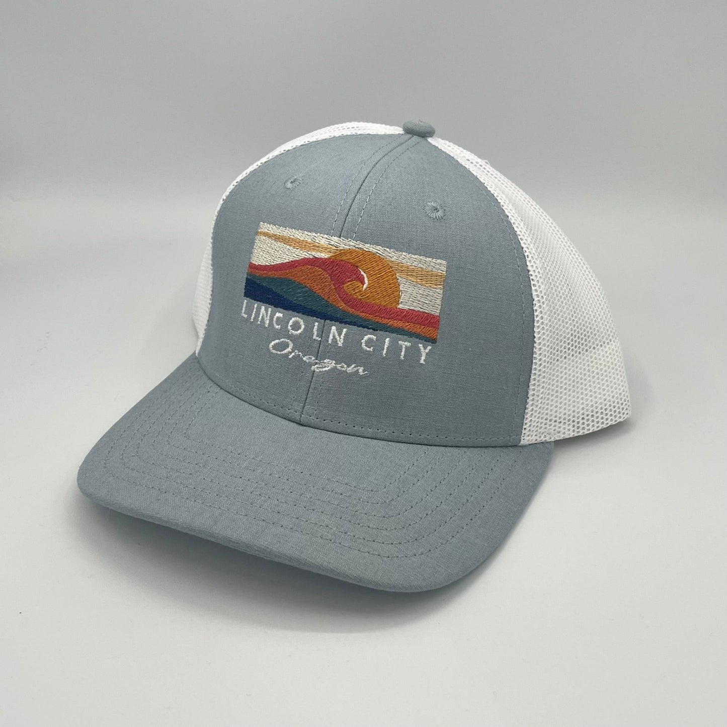 Hat Lincoln City Oregon Ocean White Wave