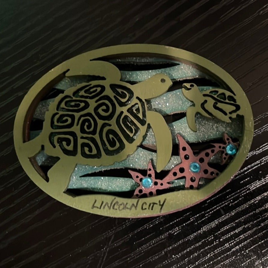 Laser Cut Wood Magnet Sea Turtle