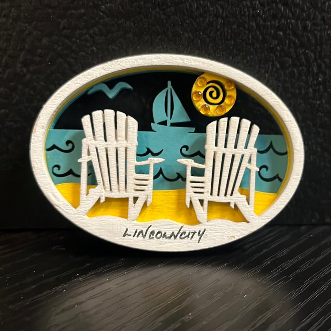 Laser Cut Wood Magnet Adirondack Chairs