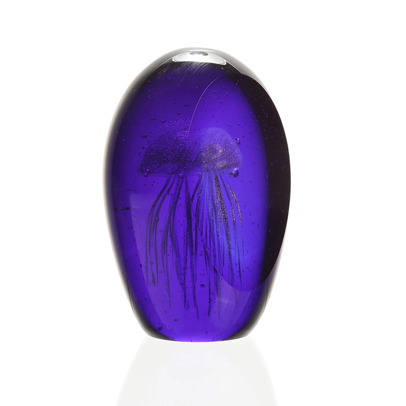 Glass Art - Gold Jellyfish in Cobalt Window
