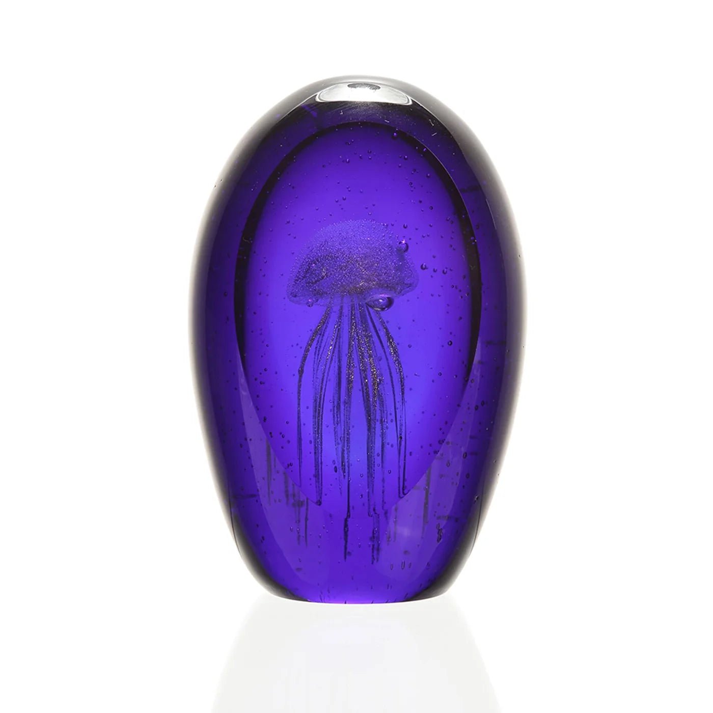 Glass Art - Gold Jellyfish in Cobalt Window