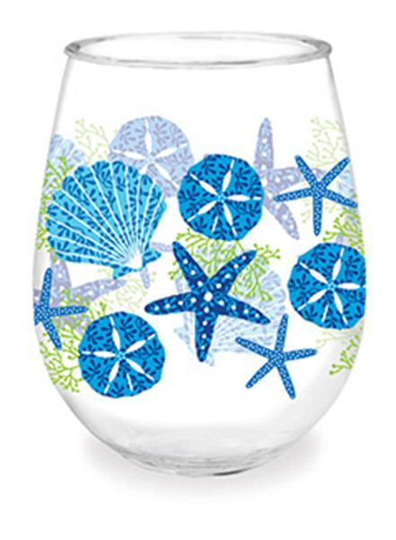 Wine Glass Tumbler Beach Batik