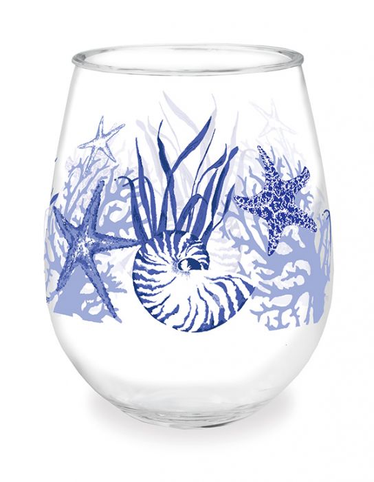 Wine Glass Tumbler Indigo Shells