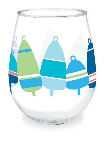 Wine Glass Tumbler Blue Buoys